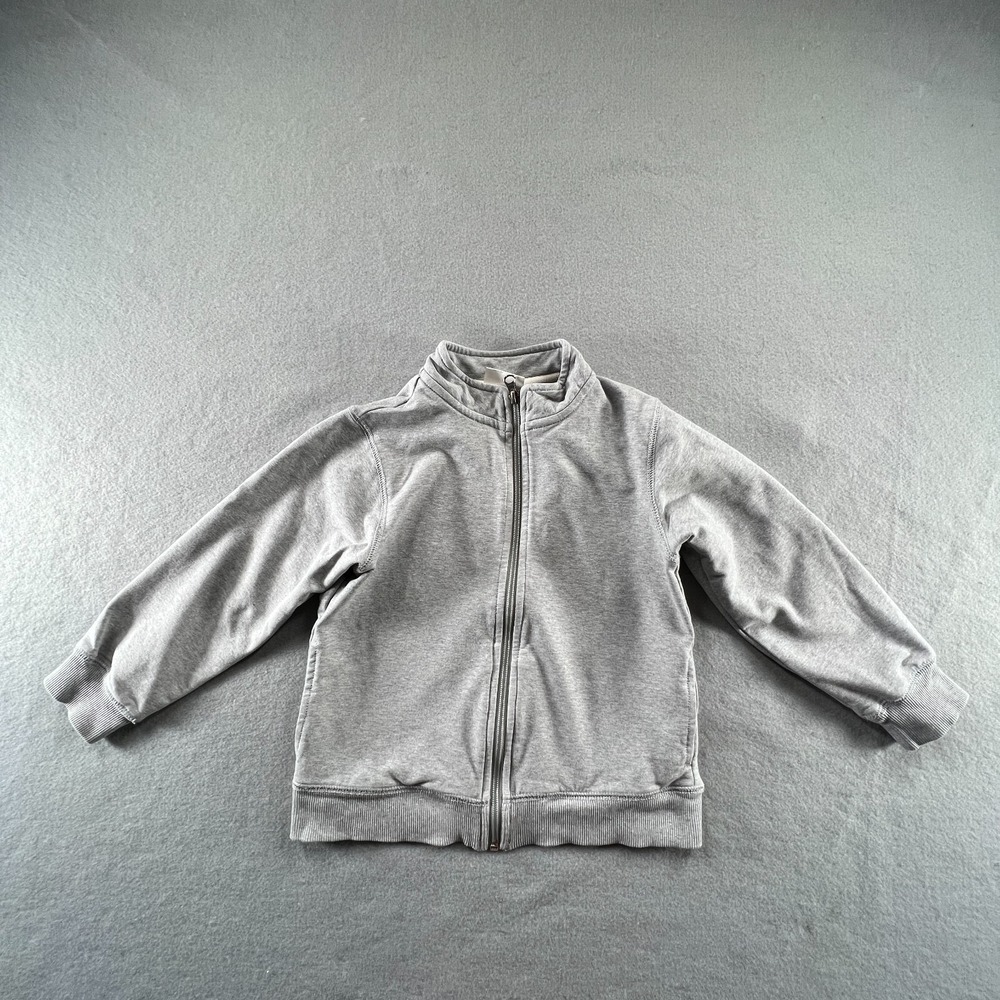 Hanna Andersson Gray Zip Mock Neck Sweatshirt 120 6/7 Unisex Basic Active Jacket